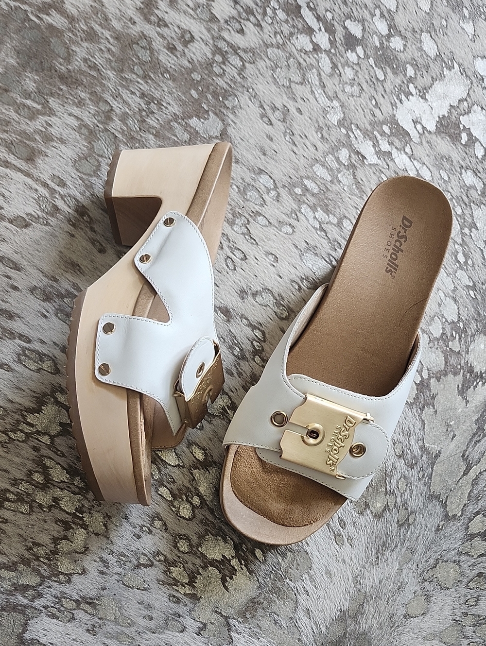 Dr. Scholl's Original Max Slide Sandal White Leather NWOB